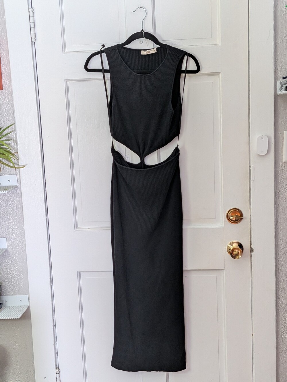 Bec + Bridge Riviera Knit Twist Cutout Midi Dress Washed Black Linen Blend US 8 - Picture 2 of 6